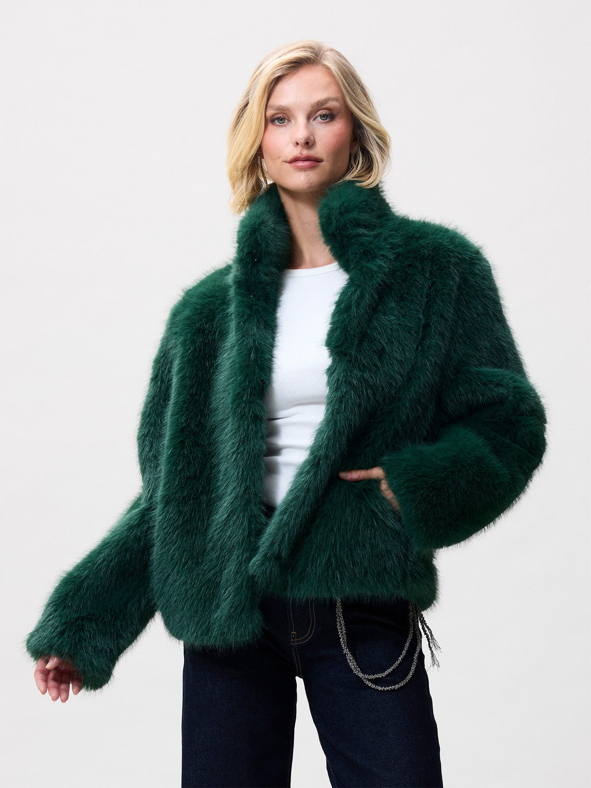 Catwalk Junkie Fur Jacket Pine Forest