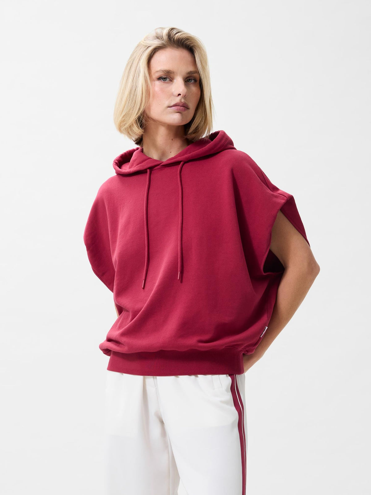 Catwalk Junkie Sleeveless Sweater with Hood Cranberry Juice