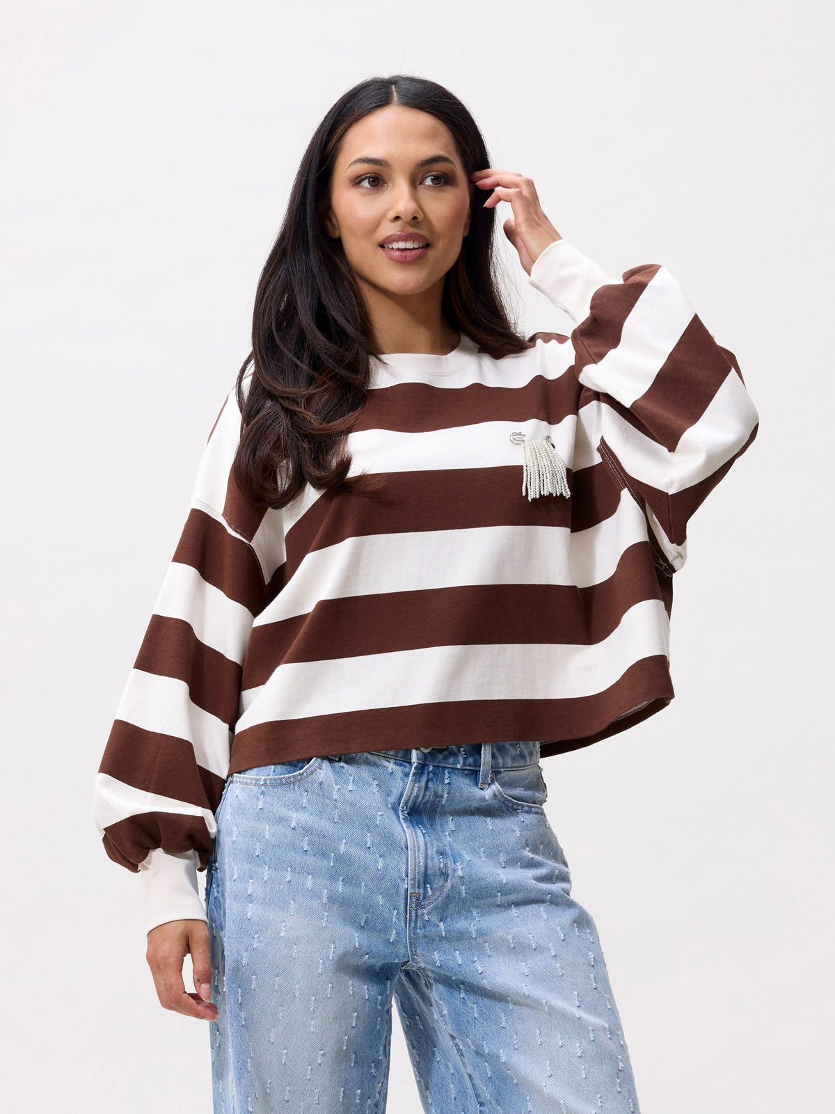 Oversized Striped Long Sleeve Rocky Road