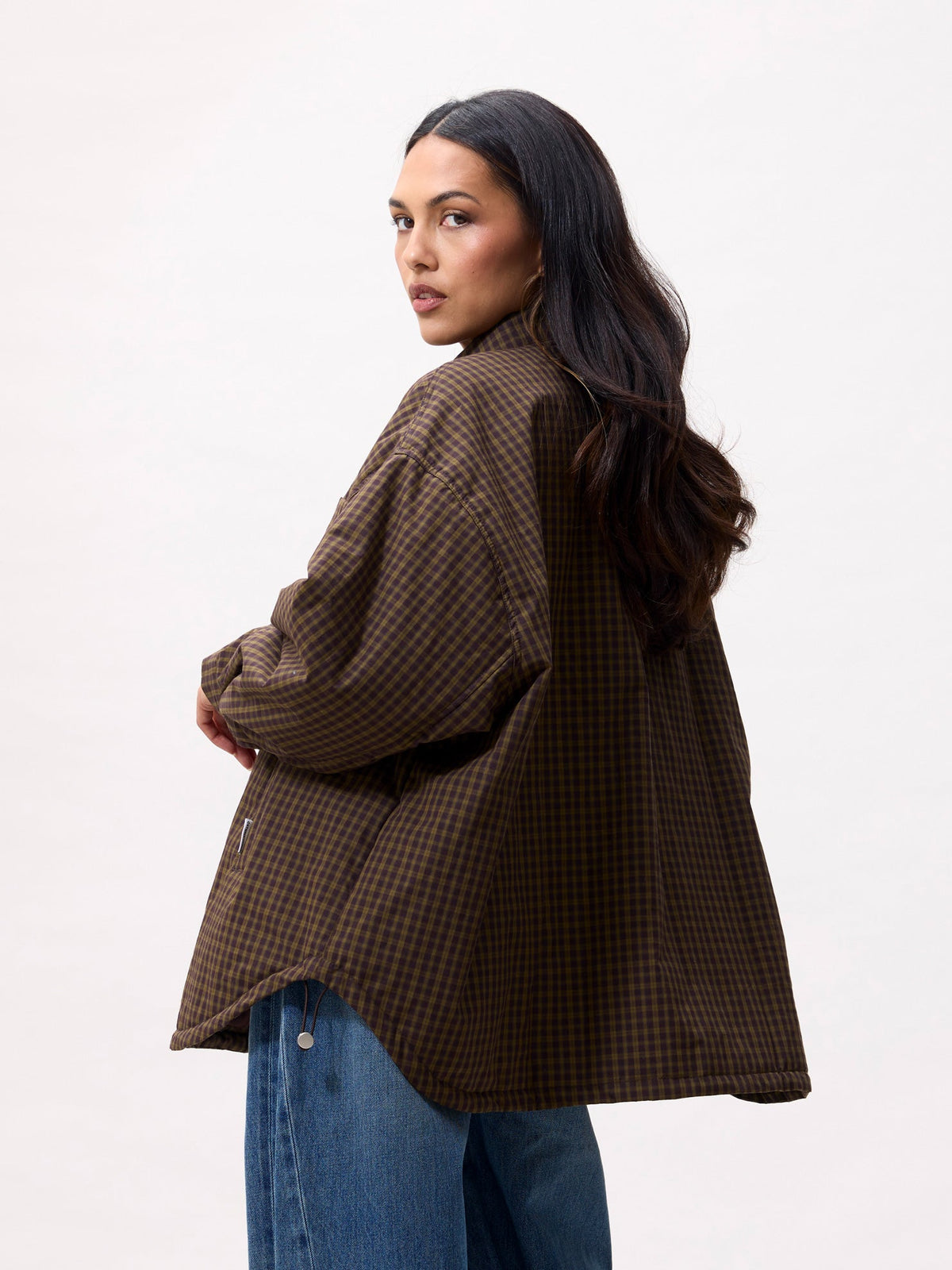 Light Padded Check Jacket Mossy