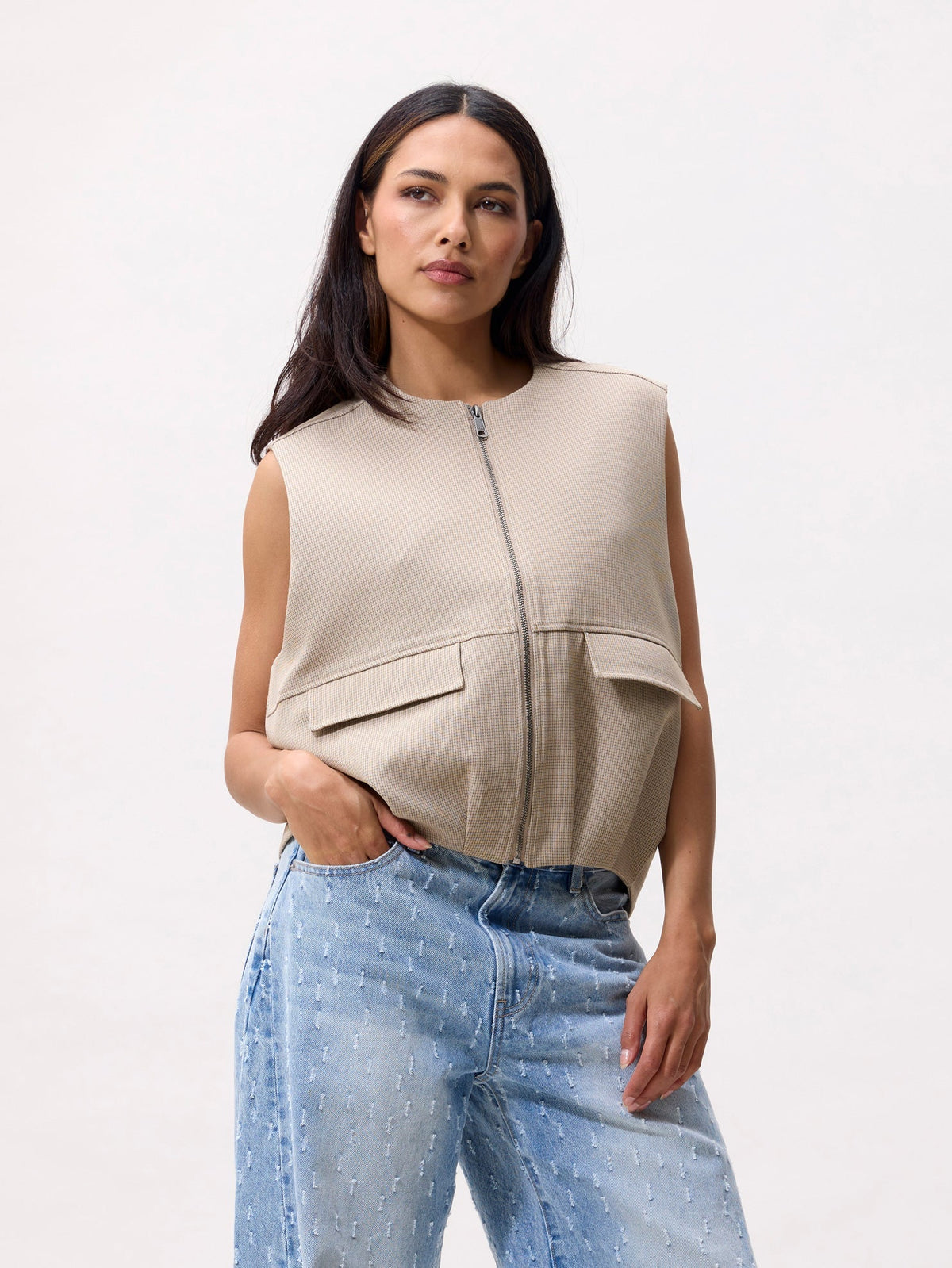 Check Bodywarmer Coffee Bean
