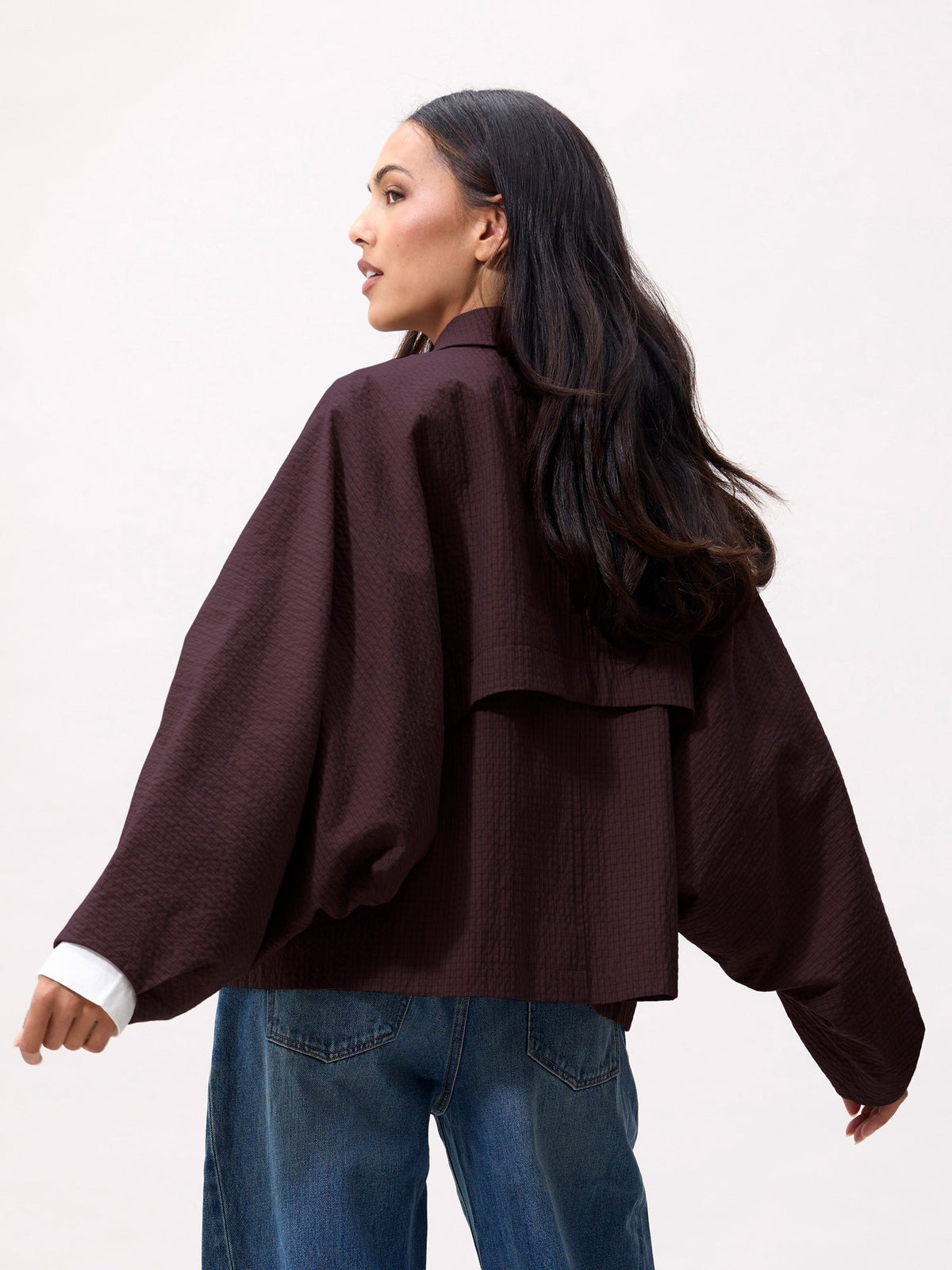 Catwalk Junkie Check Cape Jacket Plum