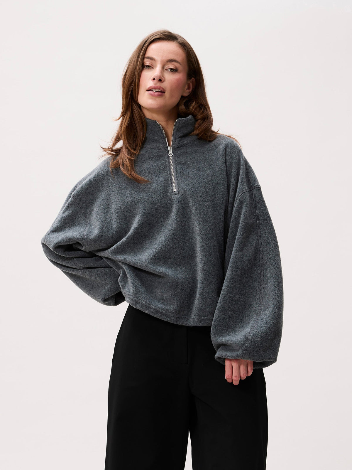 Catwalk Junkie Fleece half zip sweater Dark Grey