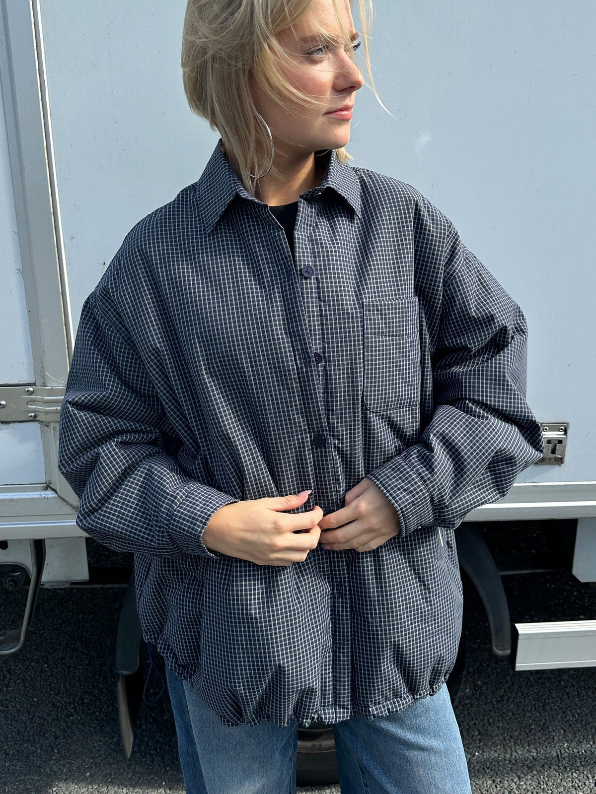 Catwalk Junkie Light padded check jacket Dark Blue